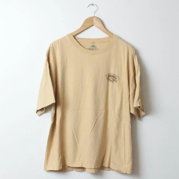 Newport Blue Shirt Mens XL Tan Island Spirits Tropical Blend Rum Tee - Picture 2 of 5